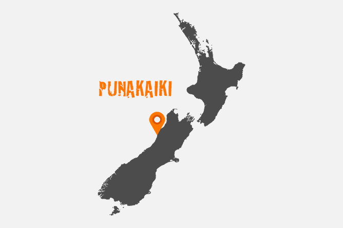 Map Of Punakaiki, New Zealand