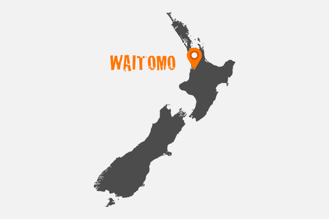 Map Of Waitomo Caves, North Island New Zealand